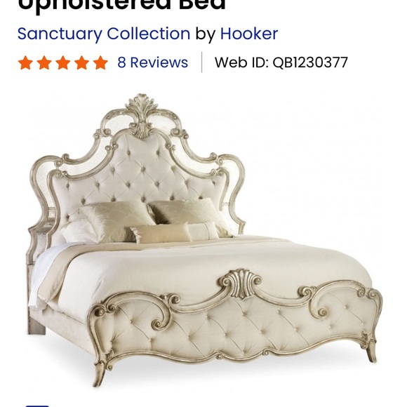 HOOKER Sanctuary Silver and Beige Upholstered Panel Bedroom Set - Picture 7 of 15